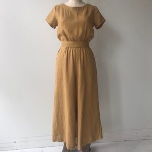 NOT PERFECT LINEN BRAND MUSTARD YELLOW JUMPSUIT